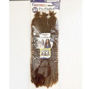 NWT Freetress 3X Pre-Fluffed Braid 28" – Color 27, Extra Long Twists